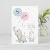 Elephant Gender Reveal Baby Invitation Kaart (Staand voorkant)