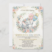 Elephant Gender Reveal Invitation | Pink & Blue Fl (Devant)