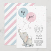 Elephant Genre Révéler Baby Invitation (Devant / Derrière)