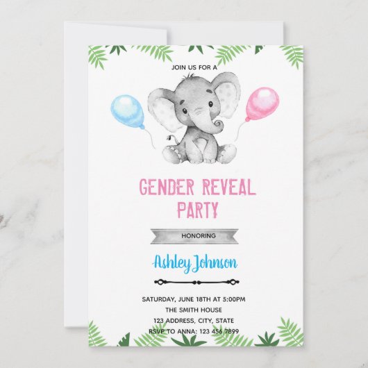 Elephant genre révéler invitation à la douche (Devant)