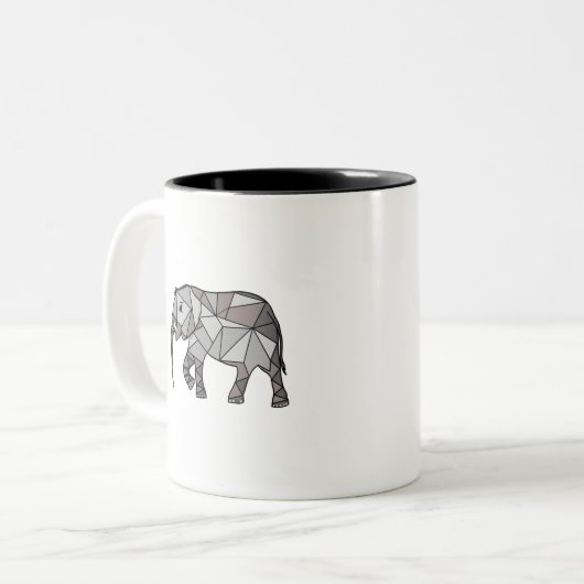 Elephant geometric, bishop grijs tweekleurige koffiemok (Voorkant links)