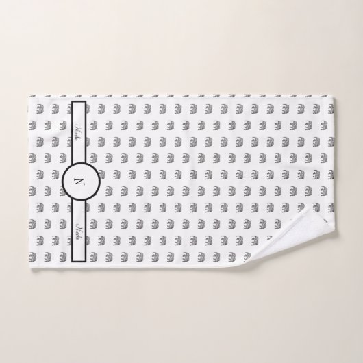 Elephant Geometric Monogram Black en White Bad Handdoek (Handdoek)