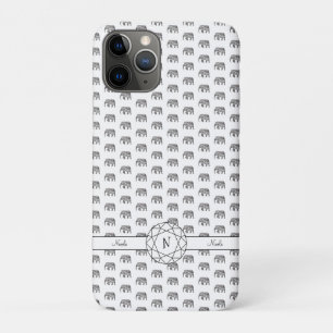 Elephant Geometric Monogram Black en White iPhone 11 Pro Hoesje