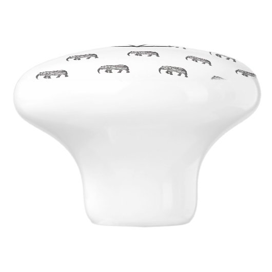 Elephant Geometric Monogram Black en White Keramische Knop (Zijkant)