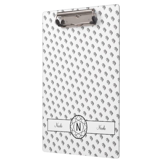 Elephant Geometric Monogram Black en White Klembord (Links)