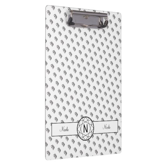 Elephant Geometric Monogram Black en White Klembord (Rechts)