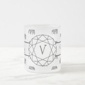 Elephant Geometric Monogram Black en White Matglas Koffiemok (Center)