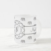 Elephant Geometric Monogram Black en White Two-T Matglas Koffiemok (Voorkant rechts)