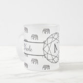 Elephant Geometric Monogram Black en White Two-T Matglas Koffiemok (Voorkant links)