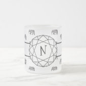 Elephant Geometric Monogram Black en White Two-T Matglas Koffiemok (Center)