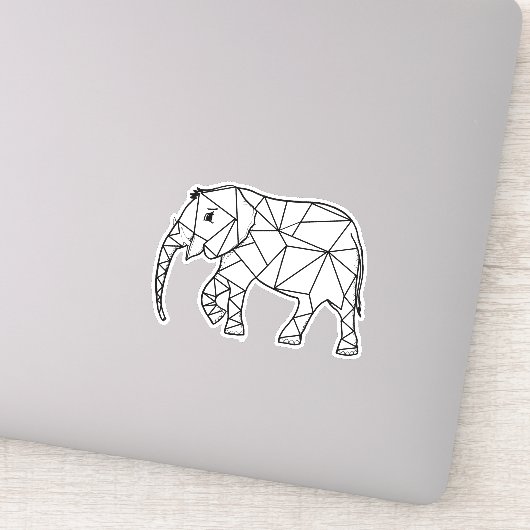 Elephant Geometric Simple Lines White en Black | Sticker (Detail)