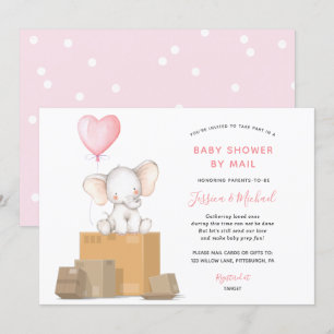 Elephant Girl Baby shower via Mail-uitnodiging Kaart