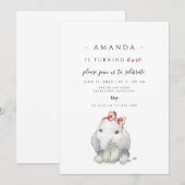 Elephant Girl First Birthday, olifant verandert er Kaart (Voorkant / Achterkant)