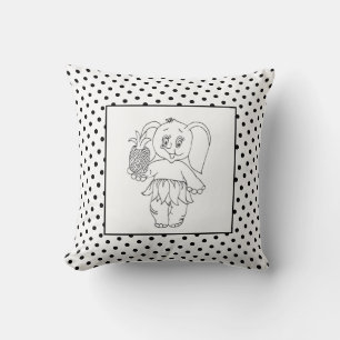 Elephant Girl Modern Baby voor kinderen Gray Polka Kussen