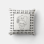 Elephant Girl Modern Baby voor kinderen, grijs zwa Kussen (Voorkant)