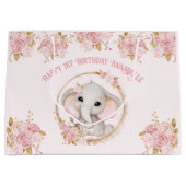 Elephant Girl rose 1er anniversaire Grand sac cade (Devant)
