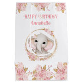 Elephant Girl rose 1er Anniversaire Moyen Sac cade (Dos)