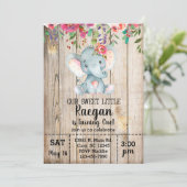 Elephant girl-uitnodiging, wit hout. kaart (Staand voorkant)