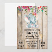 Elephant girl-uitnodiging, wit hout. kaart (Voorkant / Achterkant)