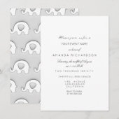 Elephant Glitter Baby shower Girl Gray White Kaart (Voorkant / Achterkant)