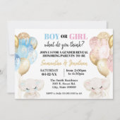 Elephant Gold glitter Balloons gender Kaart (Voorkant)