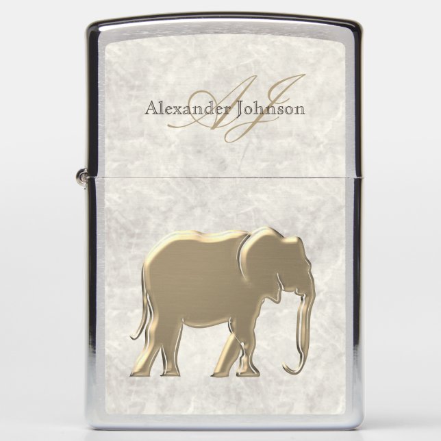Elephant Gold Marble Monogrammed (Voorkant)