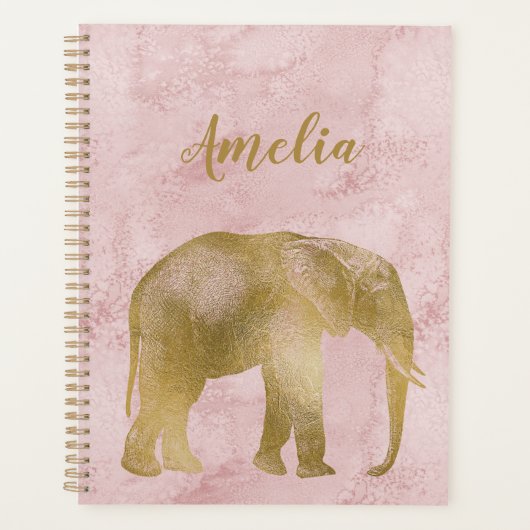 Elephant Gold Pink Suede Planner (Voorkant)