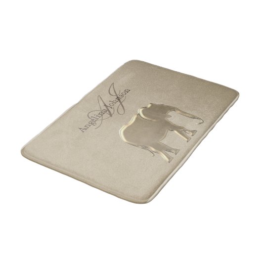 Elephant Golden Elegant Sandstone Monogram Classy Badmat (Gekanteld)