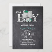 Elephant Golf Boy Rustic Chalkboard Baby shower Kaart (Voorkant)