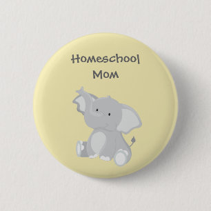Elephant graphic Homeschool Mam Ronde Button 5,7 Cm