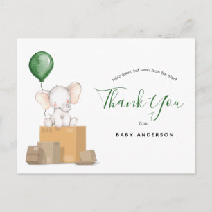Elephant Green Baby shower per post dank u Briefkaart
