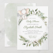Elephant Green Foliage Baby shower Invitation (Devant / Derrière)