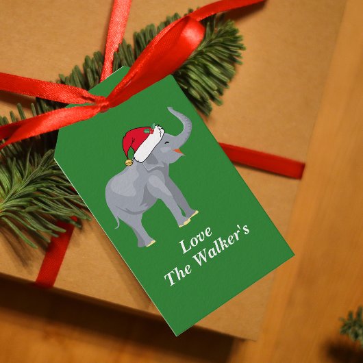 Elephant Green met aangepast kerstfeest Cadeaulabel