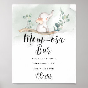 Elephant greenery eucalyptus momosa bar sign poster