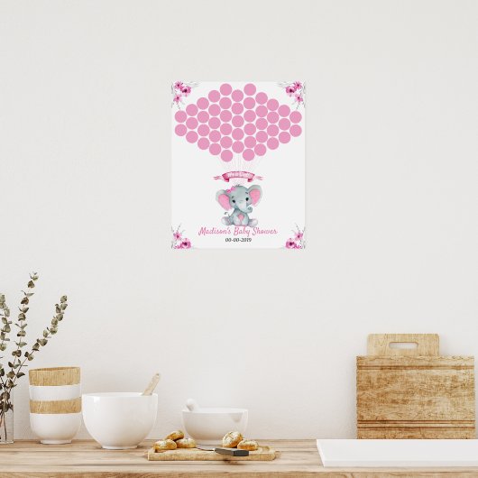 Elephant Guest Book Page Alternative Rustic Pink Poster (Keuken)