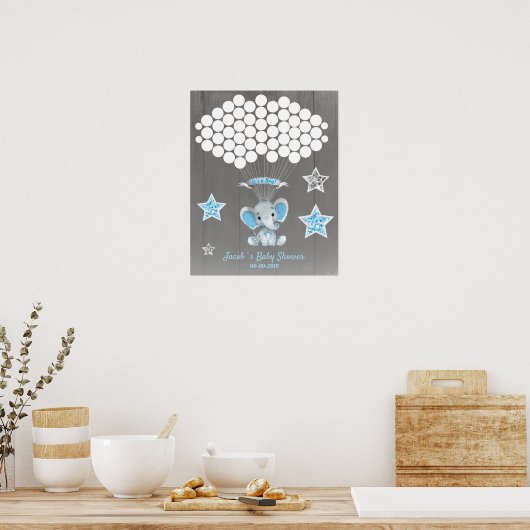 Elephant Guest Book Page Alternative Rustisch Blue Poster (Keuken)