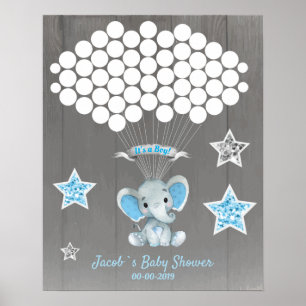 Elephant Guest Book Page Alternative Rustisch Blue Poster