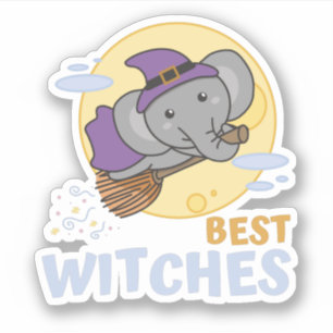 Elephant Halloween Witch Kinderen Witches Best Wit Sticker