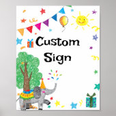 Elephant Hand tekent Aangepast teken Poster (Voorkant)