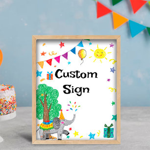 Elephant Hand tekent Aangepast teken Poster