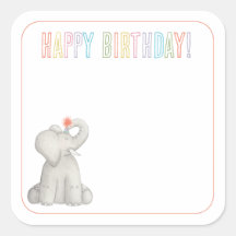 Elephant Happy Birthday Gift Label Wenskaart
