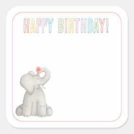 Elephant Happy Birthday Gift Label Wenskaart