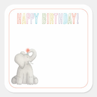 Elephant Happy Birthday Gift Label Wenskaart