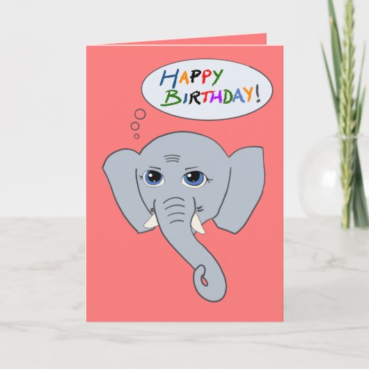 Elephant Happy Birthday-kaart (roze) Kaart (Voorkant)