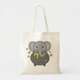 Elephant Happy Halloween Cauldron Bat Canvas tas