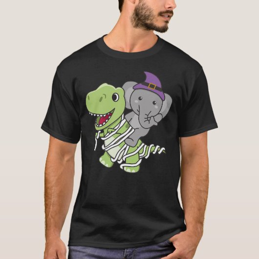 Elephant Happy Halloween Mummy T-rex Elephant Hall T-shirt (Voorkant)