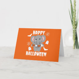 Elephant Happy Halloween Pumpkin Bat Costume Feestdagen Kaart