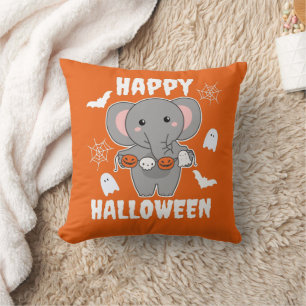 Elephant Happy Halloween Pumpkin Bat Costume Kussen