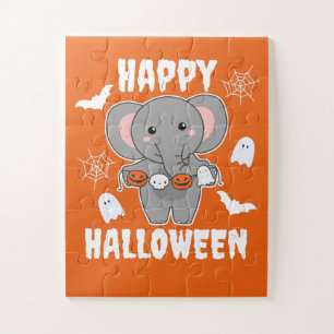 Elephant Happy Halloween Pumpkin Bat Costume Legpuzzel