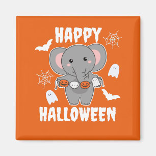 Elephant Happy Halloween Pumpkin Bat Costume Magneet